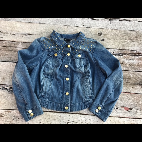 Lane Bryant Jackets & Blazers - Lane Bryant Plus Size Gold Studded Denim Jacket 18